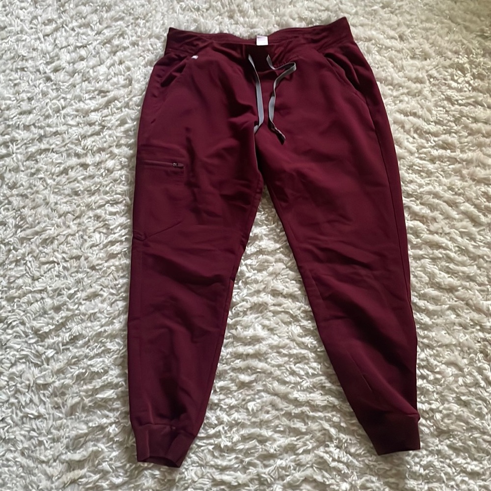 figs burgundy joggers